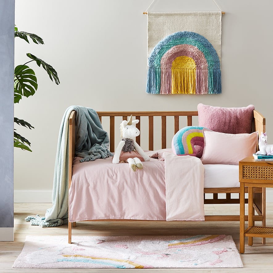 Adairs Kids Stonewashed Cotton Tutu Pink Cot Quilt Cover Set Adairs