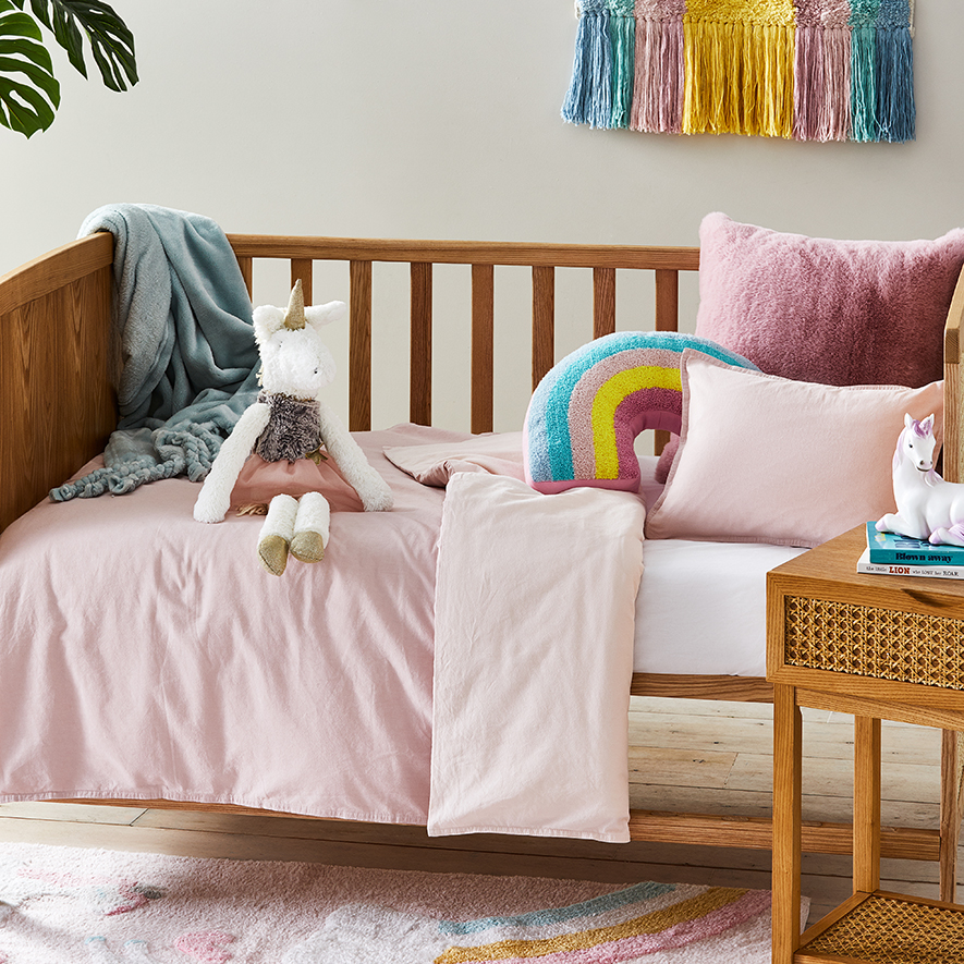 Adairs Kids Stonewashed Cotton Tutu Pink Cot Quilt Cover Set Adairs