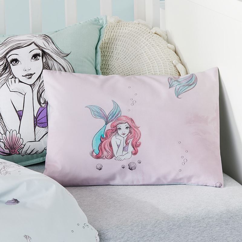 Little Mermaid Sparkle Shell Pink Cot Quilt Cover Set
