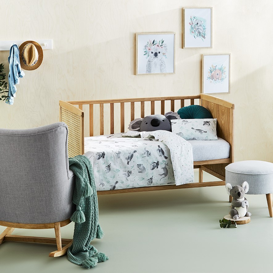 Adairs Kids Outback Gang Eucalyptus Stonewash Cot Quilt Cover Set