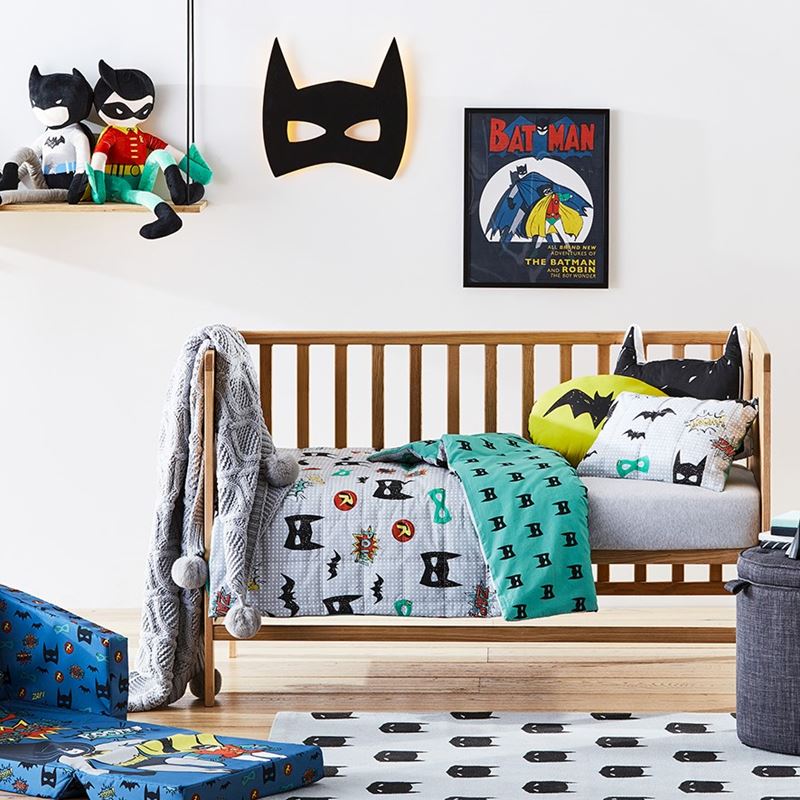 Adairs Kids - Batman & Robin Quilted Cot Quilt Cover Set | Bedroom | Adairs