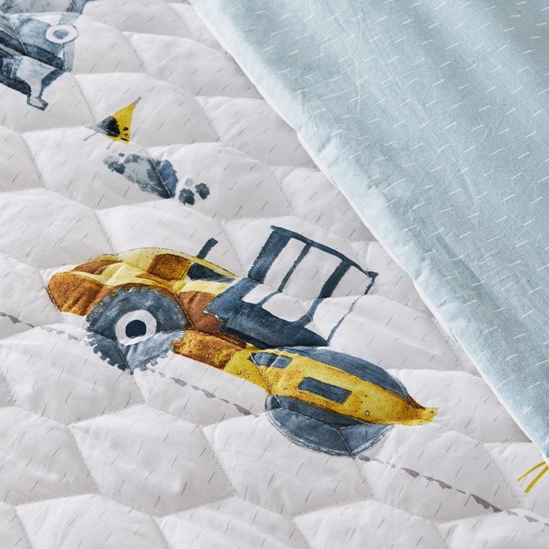 Under Construction White Quilted Cot Quilt Cover Set