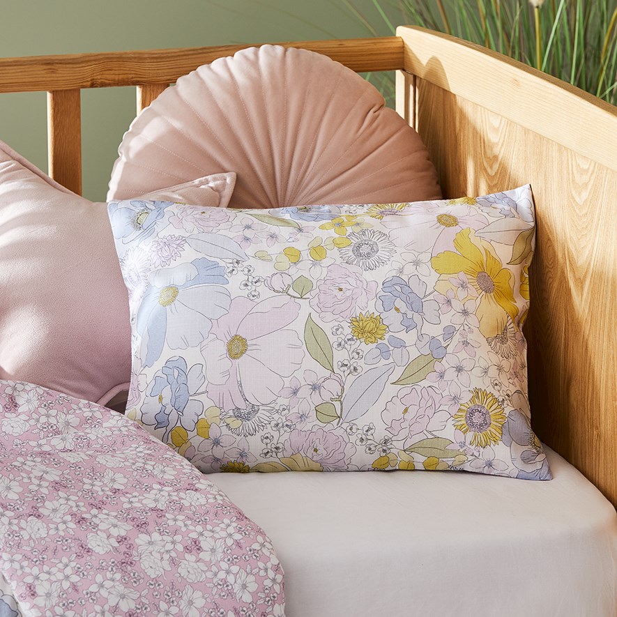 Adairs Kids Florette Lavender Bamboo Cotton Cot Quilt Cover Set Adairs