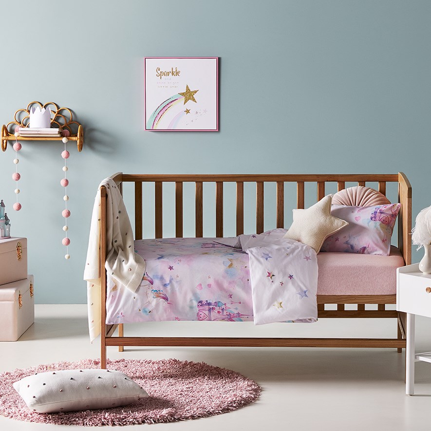 Adairs Kids Magical Kingdom Sorbet Cot Quilt Cover Set Adairs