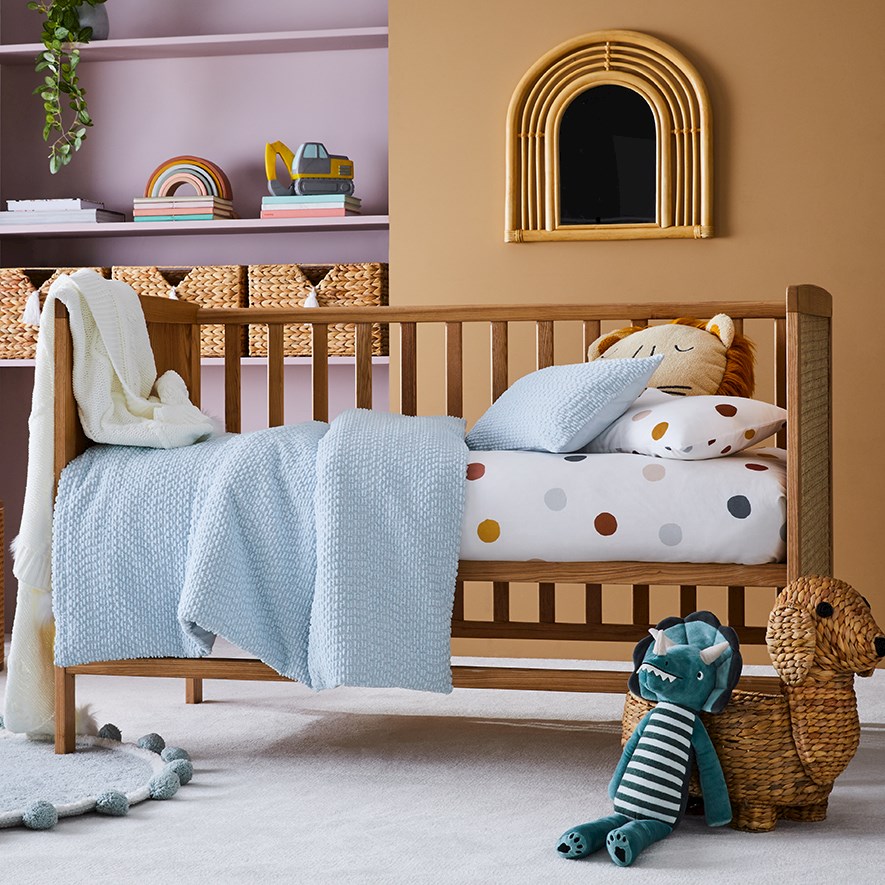 Adairs Kids Byron Boucle Milky Blue Cot Quilt Cover Set Adairs