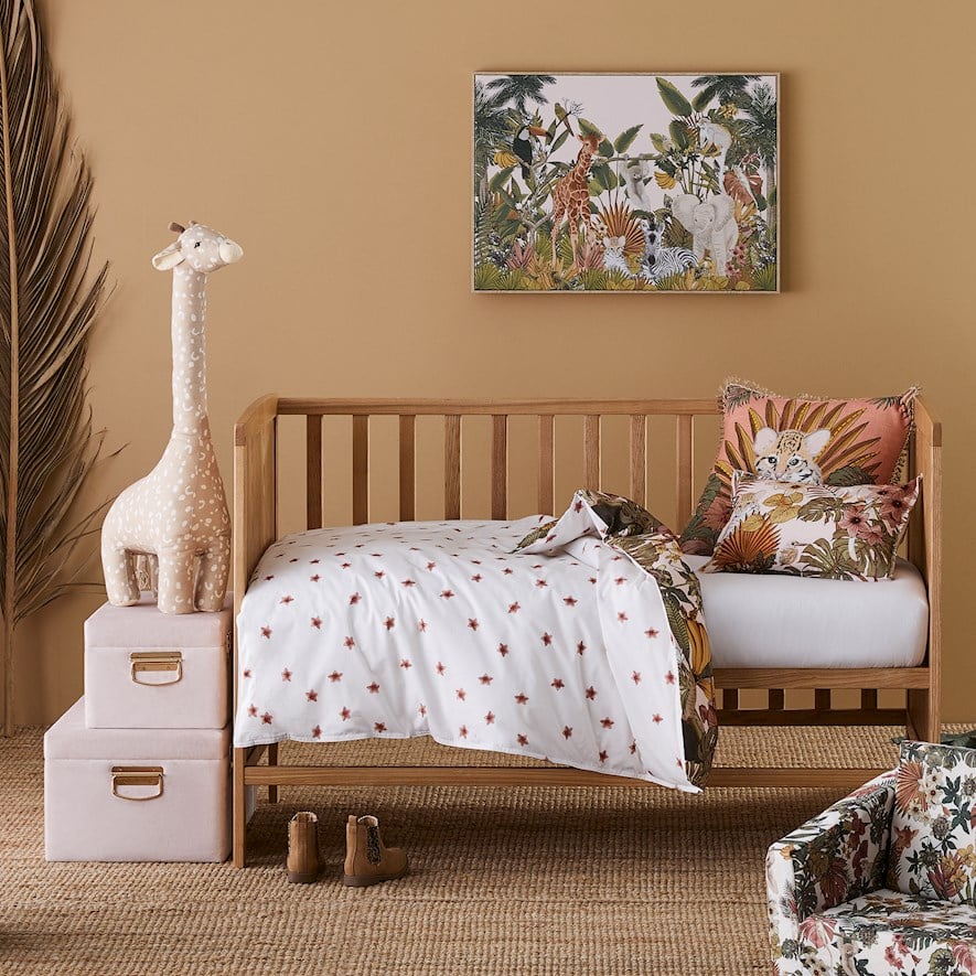 Adairs Kids Dreamy Jungle Blush Cot Quilt Cover Set Adairs