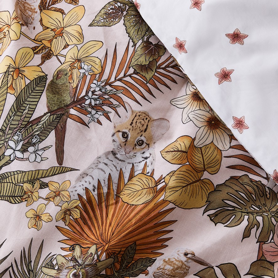 Adairs Kids Dreamy Jungle Blush Cot Quilt Cover Set Adairs