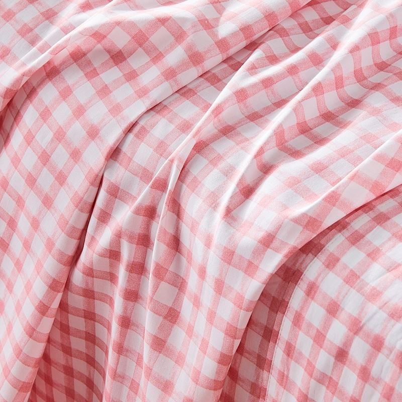 Gingham Pastel Pink Cot Sheet Set