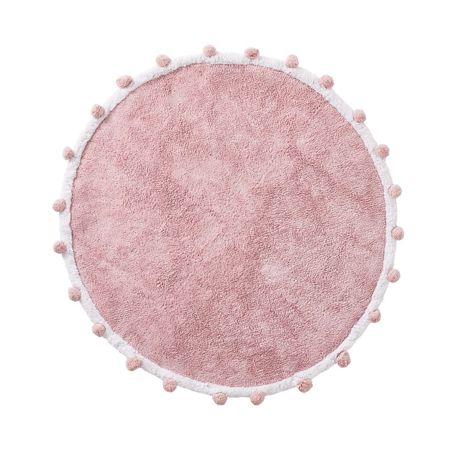 Adairs Baby Rose Pink Pom Pom Round Rug Adairs