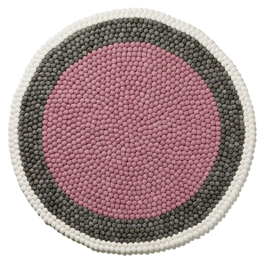 Adairs Kids Pink Banded Round Freckle Rug Adairs