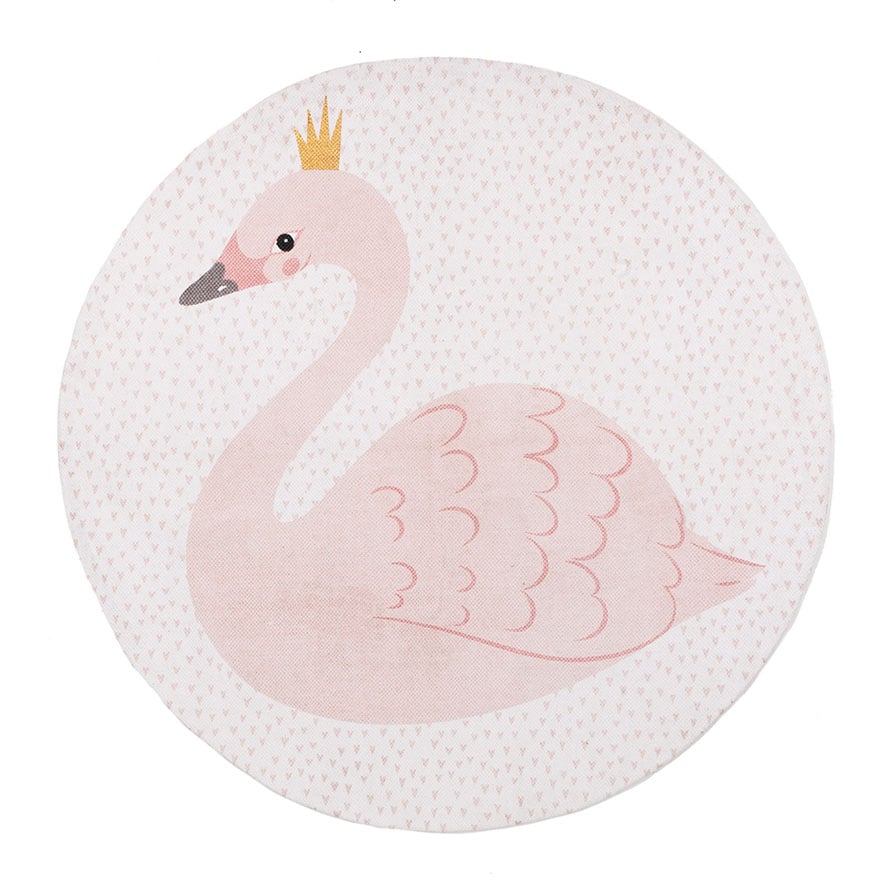 Adairs Kids - Decorative Printed Round Floor Rug Swan | Adairs