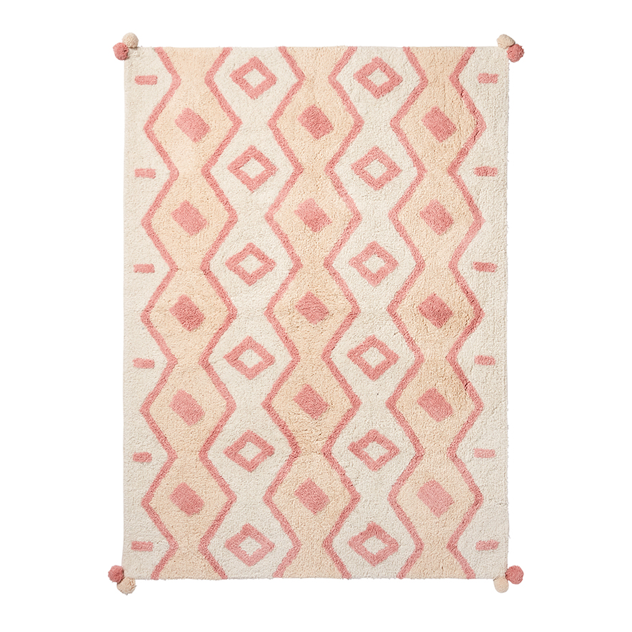 Adairs Kids Little Wanderer Rug Pink/White Adairs
