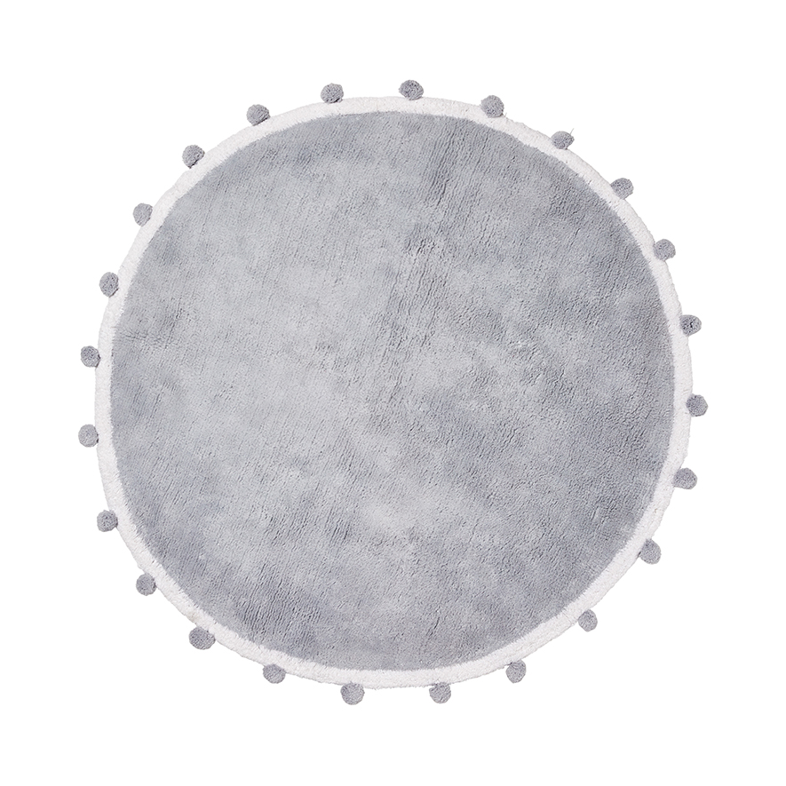 Adairs Baby - Pom Pom Grey Round Rug | Adairs