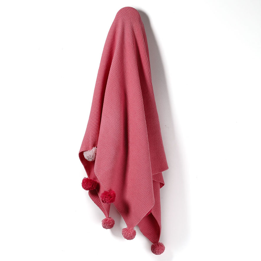 Adairs Kids Pink Pom Pom Throw Adairs