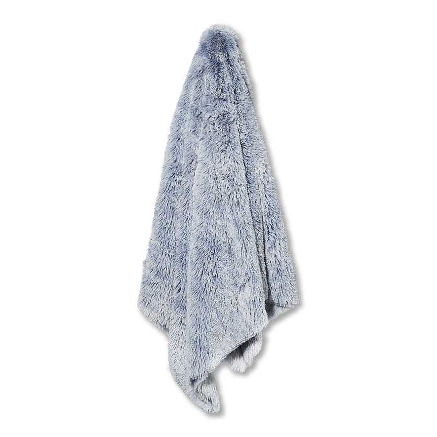 Adairs Kids Kingston Faux Fur Throw Ash Blue Adairs