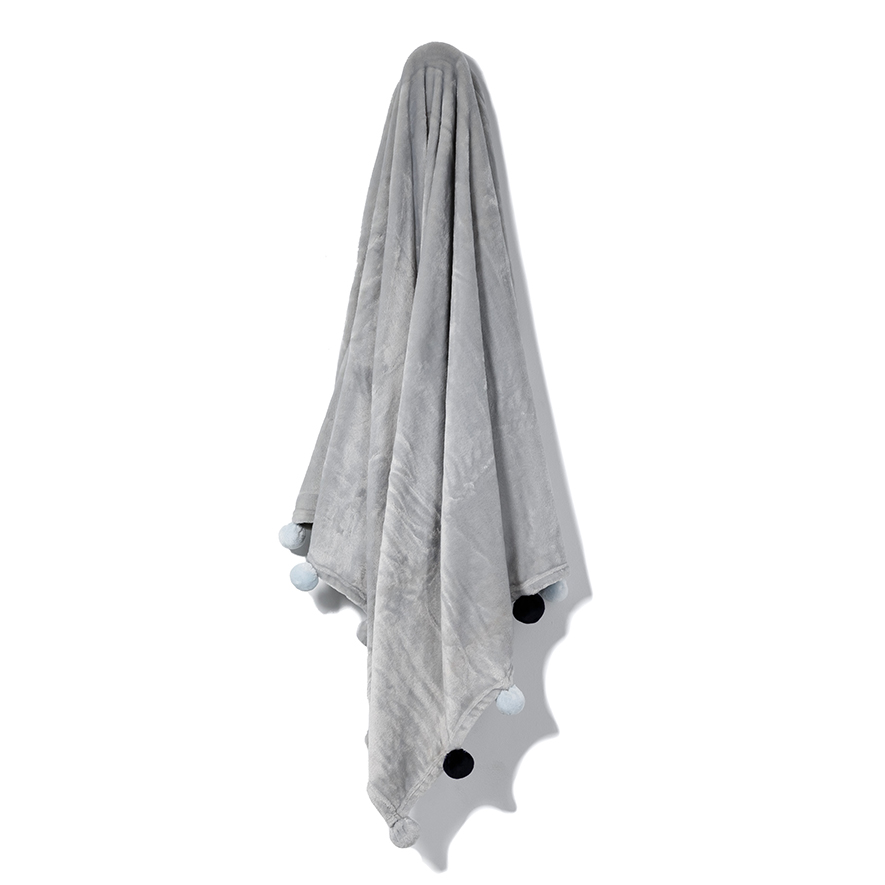 Adairs Kids Peppy Pom Pom Throw Grey Adairs