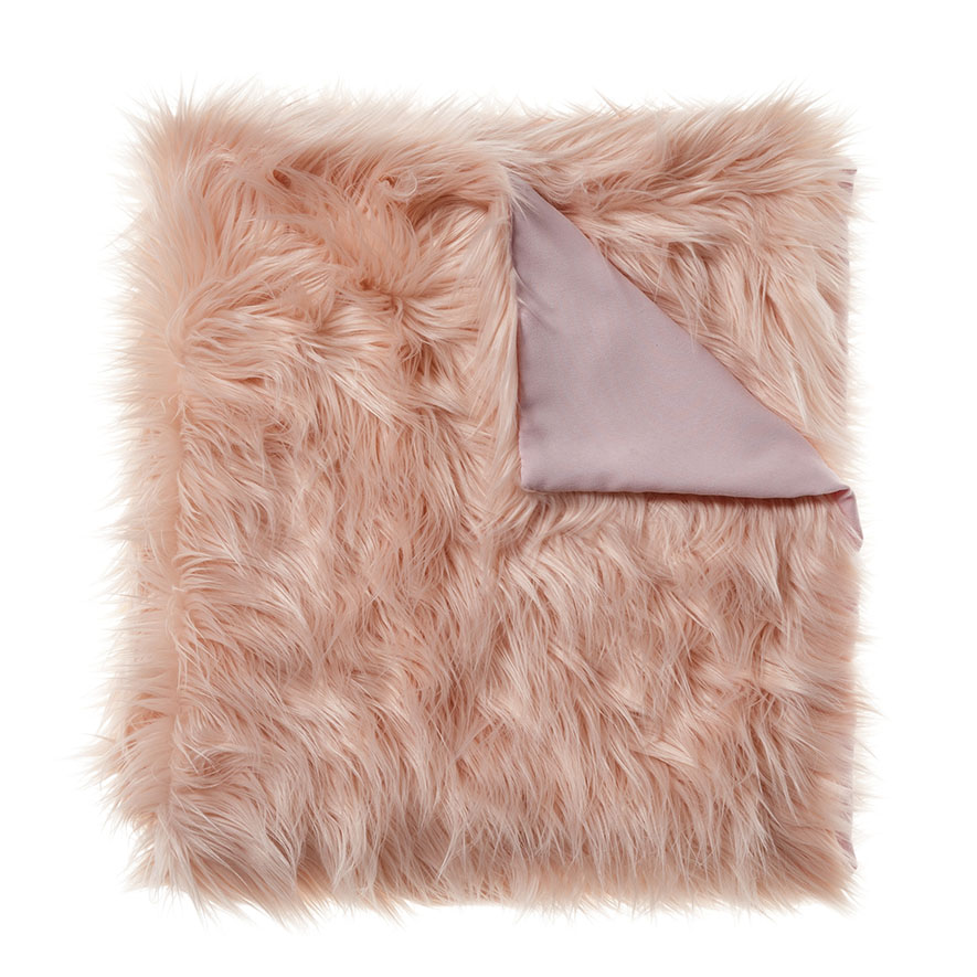 Adairs Kids Whistler Faux Fur Pale Pink Throw Adairs
