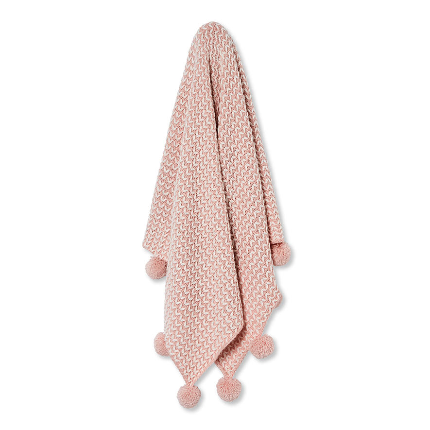 Adairs Kids Ohio Pom Pom Throw Pink Adairs