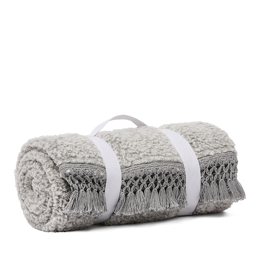 Adairs Kids Brooklyn Sherpa Throw Grey Adairs