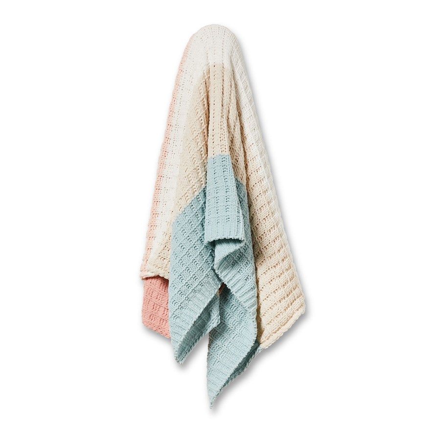 Adairs Kids Cody Stripe Sunkissed Chenille Throw Adairs