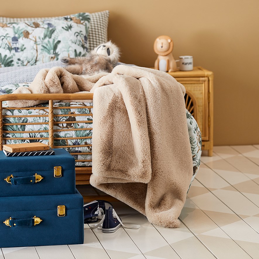 Adairs Kids - Faux Rabbit Natural Fur Throw | Adairs