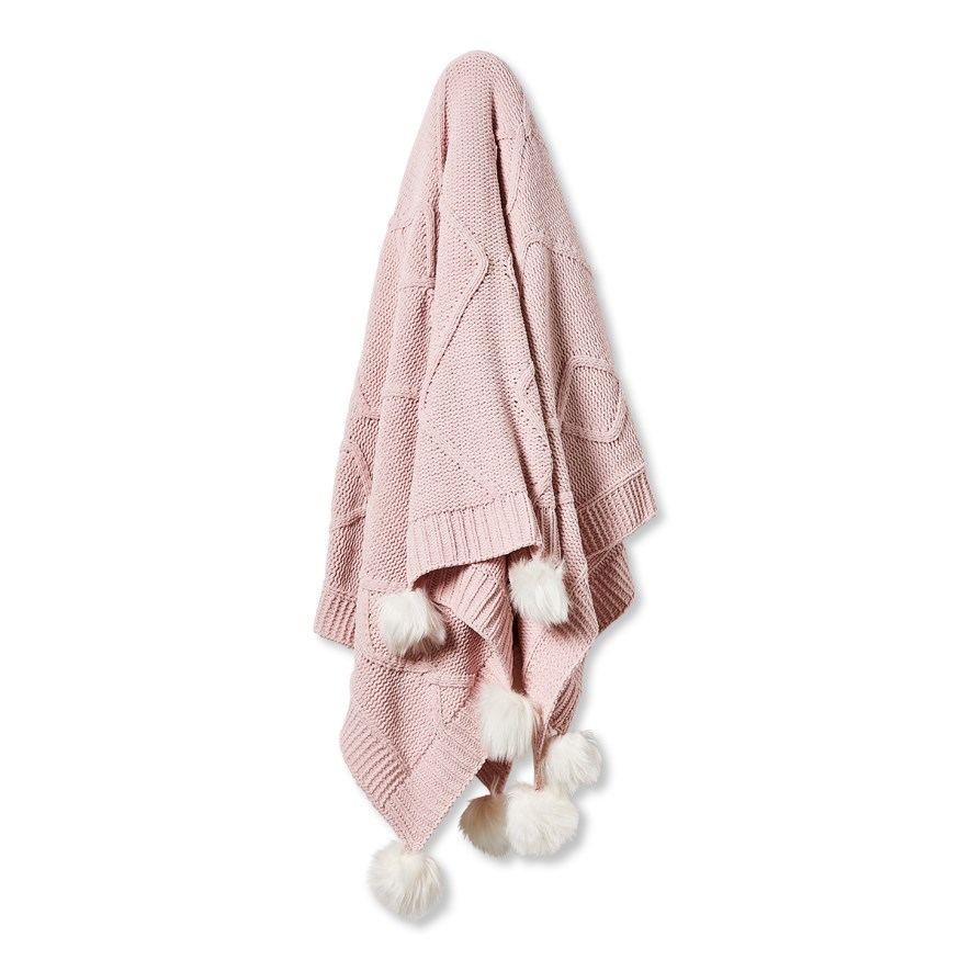 Adairs Kids Luella Pink Cable Throw Adairs