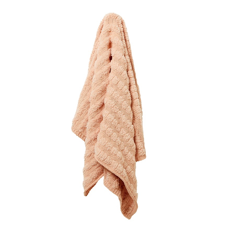 Adairs Kids Coco Chenille Powder Pink Throw Adairs