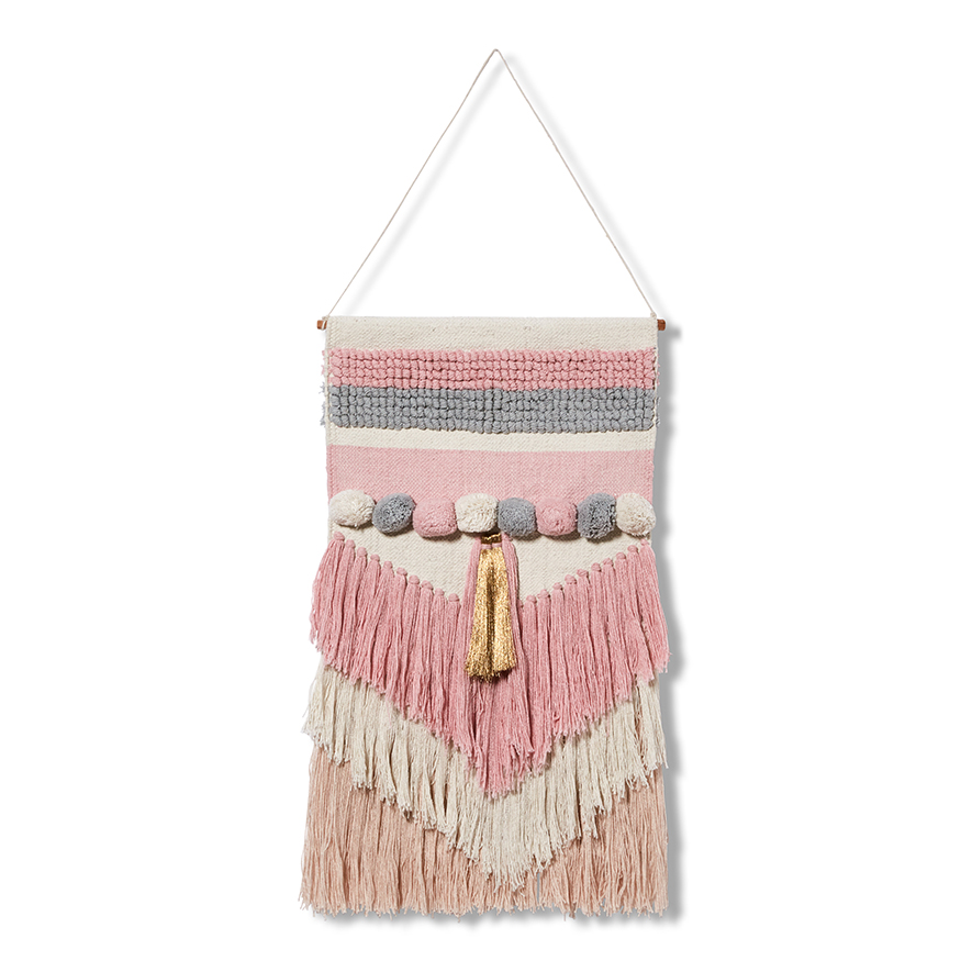 Adairs Kids Little Wanderers Hanging Wall Art Pink/Grey/White Adairs