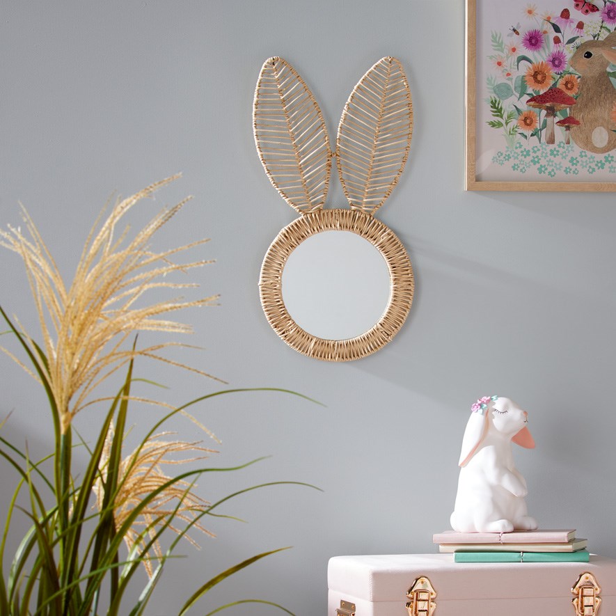 Adairs Kids Rattan Natural Bunny Mirror Adairs