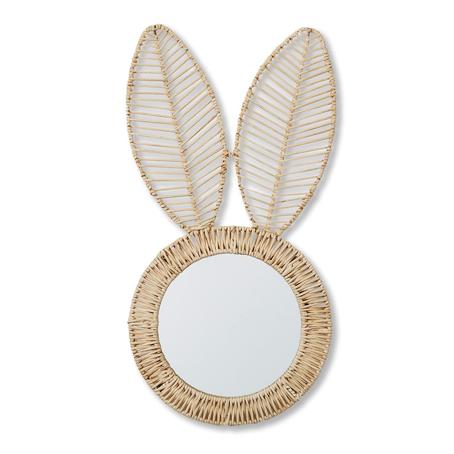 Adairs Kids Rattan Natural Bunny Mirror Adairs
