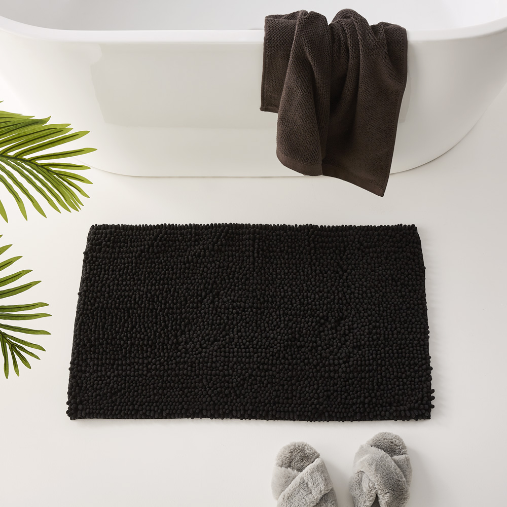Microplush Black Bobble Bath Mat | Adairs