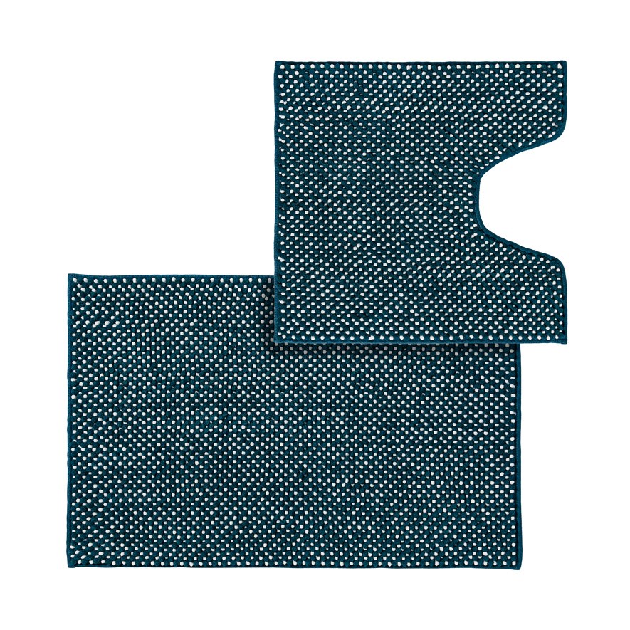 Microplush Bobble Deep Green Contour & Bath Mat Adairs