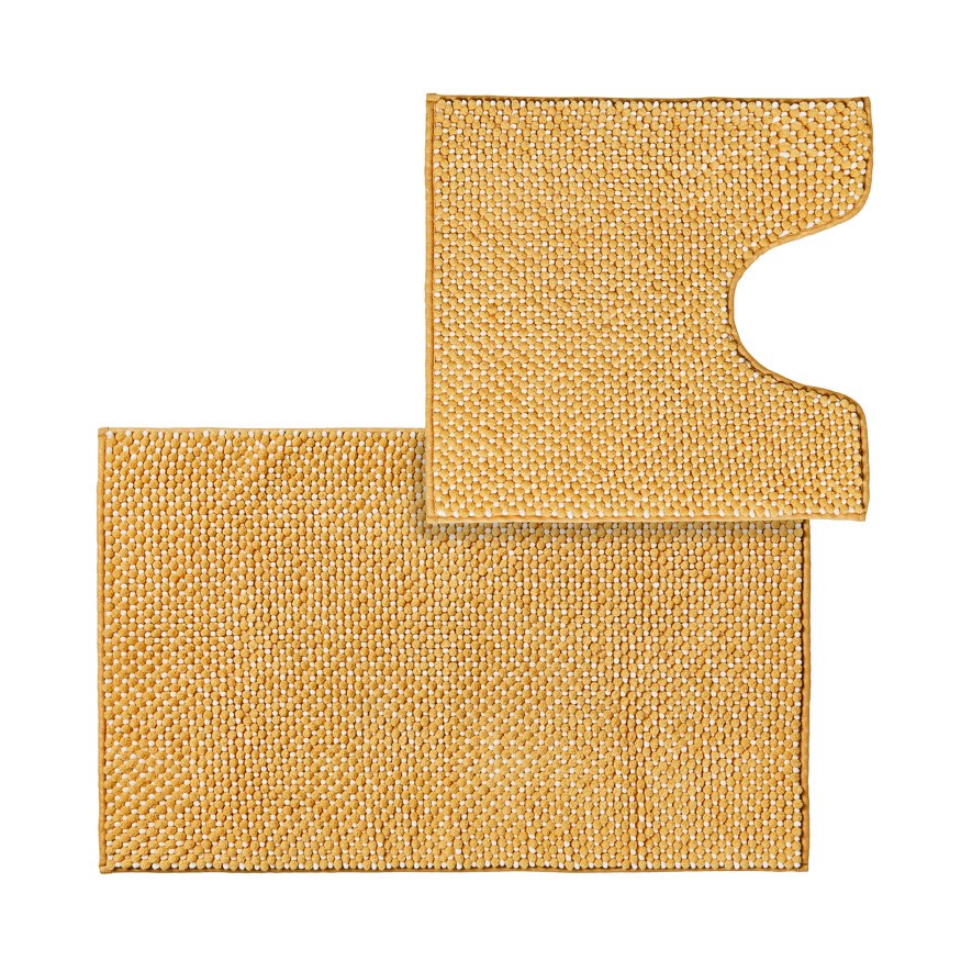 Microplush Bobble Mustard Contour & Bath Mat Adairs