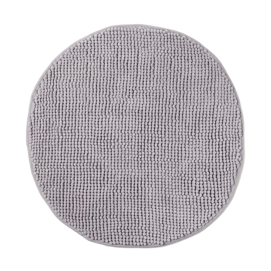 Home Republic Microplush Bobble Round Bath Mat Grey Adairs