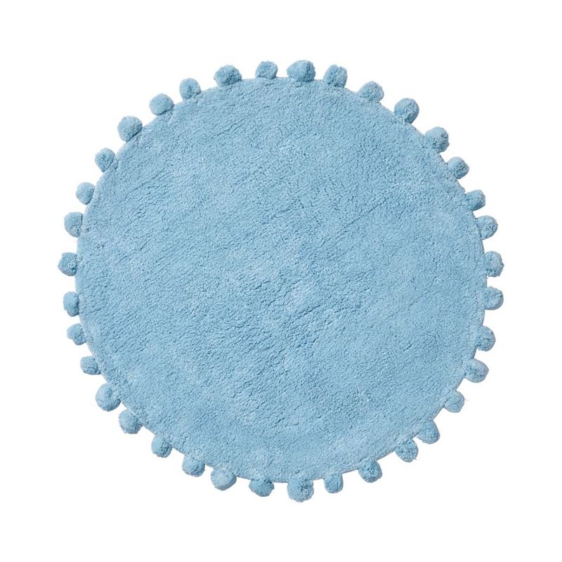 Livia Cool Blue Pom-Pom Circle Bath Mat