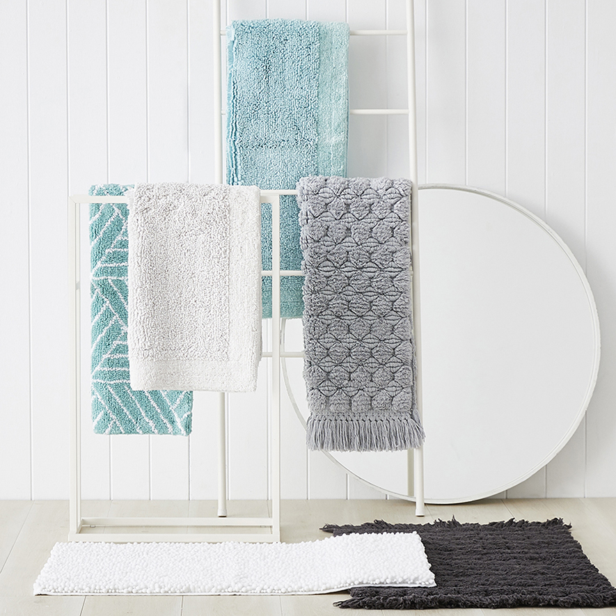 Mercer + Reid Nicola Combed Cotton Bath Mats Silver Adairs