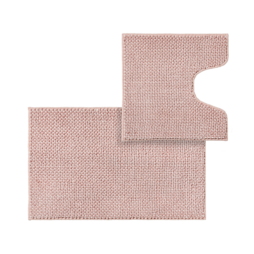 Mercer + Reid Microplush Bobble Pink Contour & Bath Mat Adairs