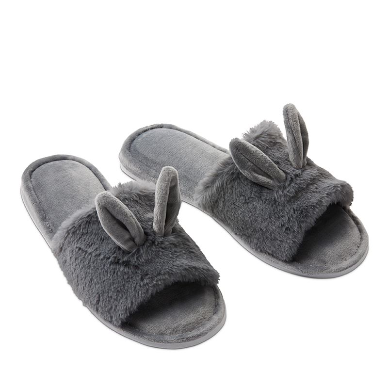 Novelty Rubi Rabbit Slippers in Grey | Adairs
