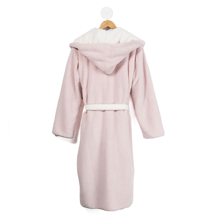 Sherpa Dusty Pink Hooded Bathrobe Adairs