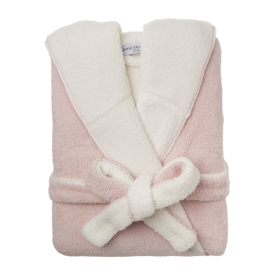 Sherpa Dusty Pink Hooded Bathrobe Bathroom Bathroom Adairs