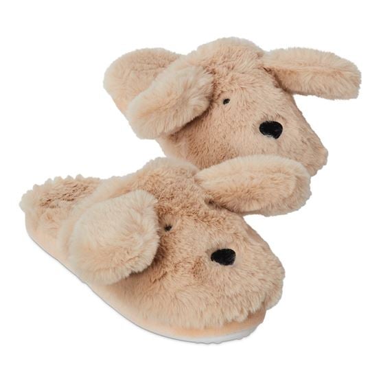 Dougie Dog Soft Fawn Novelty Slippers