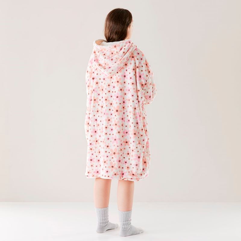 Adairs Teddy Pink Floral Hooded Blanket