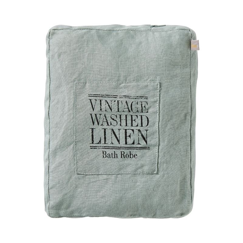 Vintage Washed Linen Eucalyptus Bath Robe