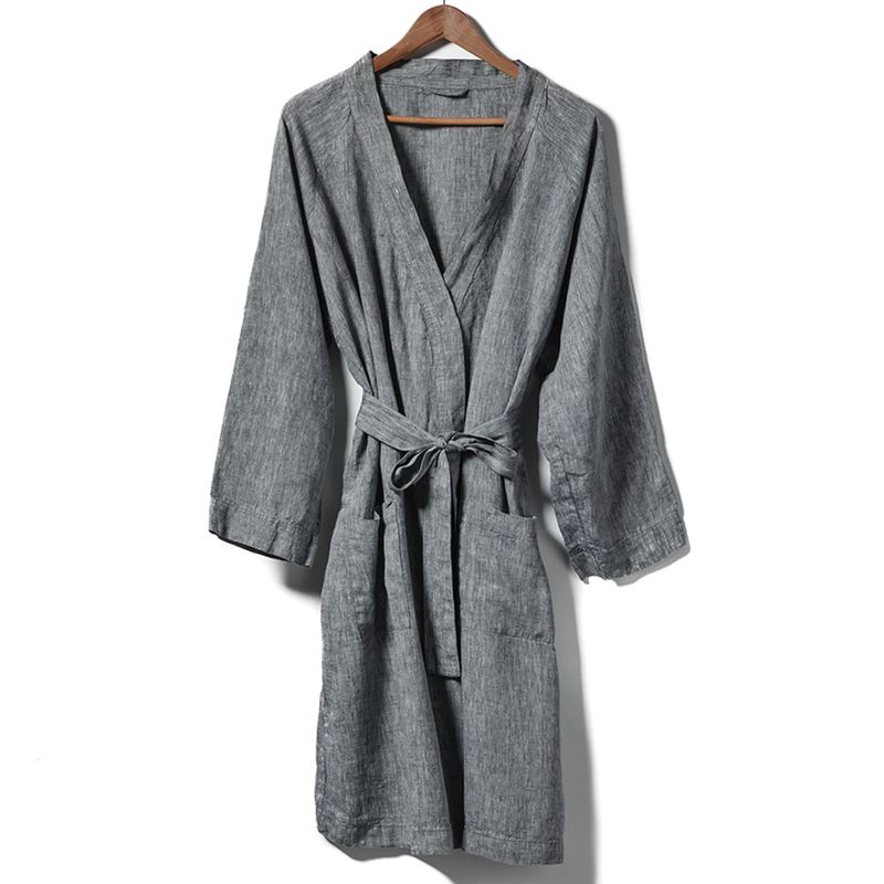 Vintage Washed Indigo Linen Robe