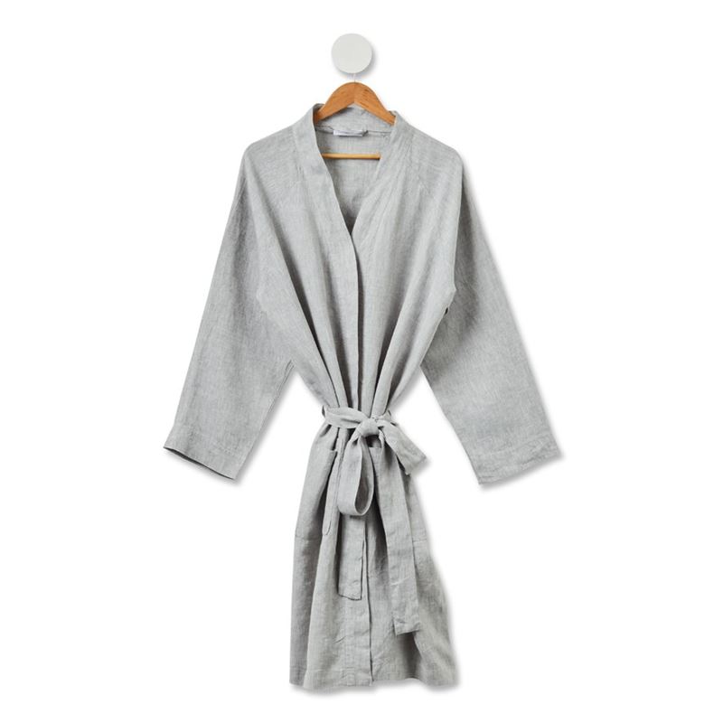 Vintage Washed Grey Marle Linen Robe