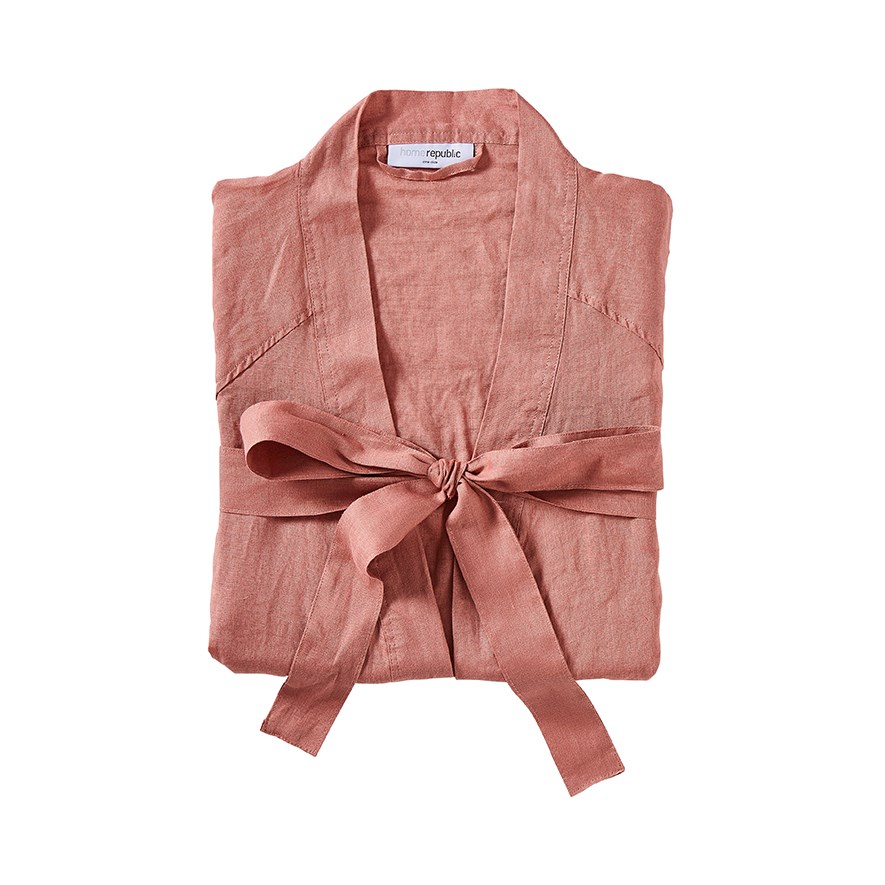Vintage Washed Linen Rouge Bath Robe | Adairs
