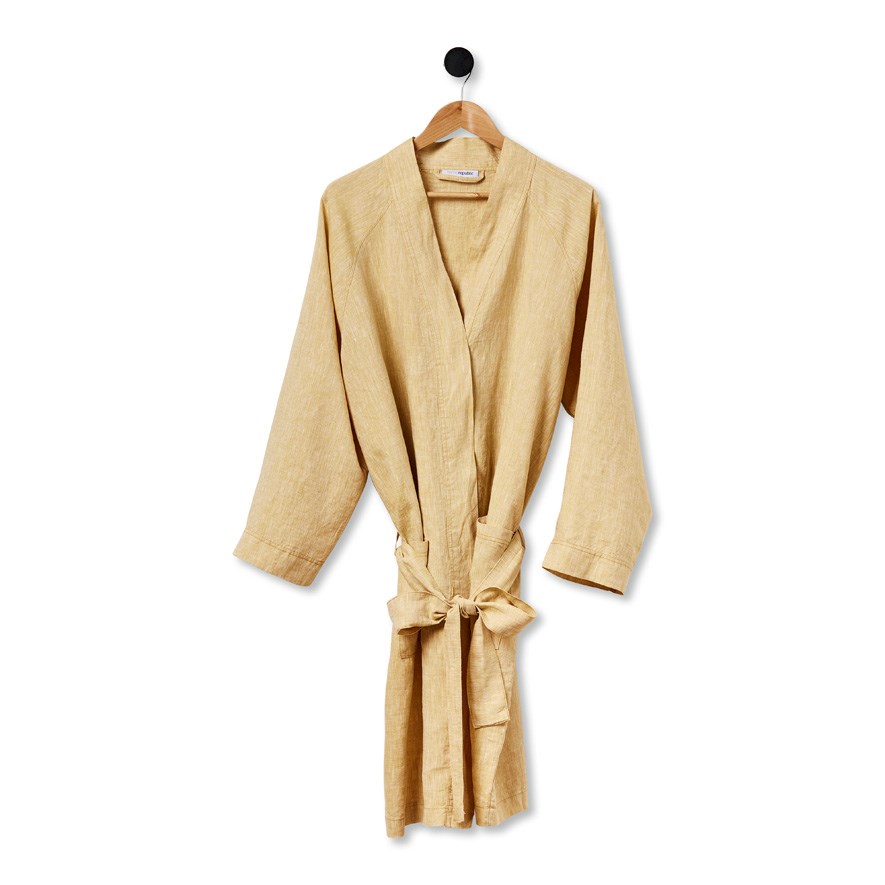 Vintage Washed Linen Sorbet Bathrobe Adairs