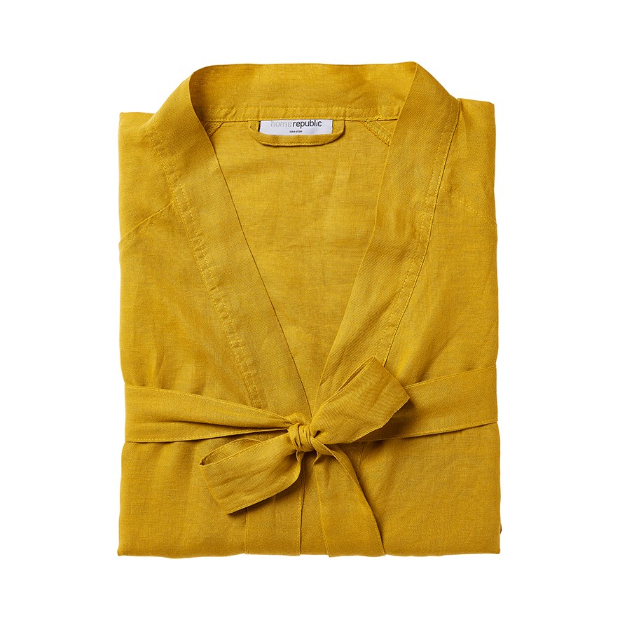 Vintage Washed Linen Sunflower Bath Robe | Adairs