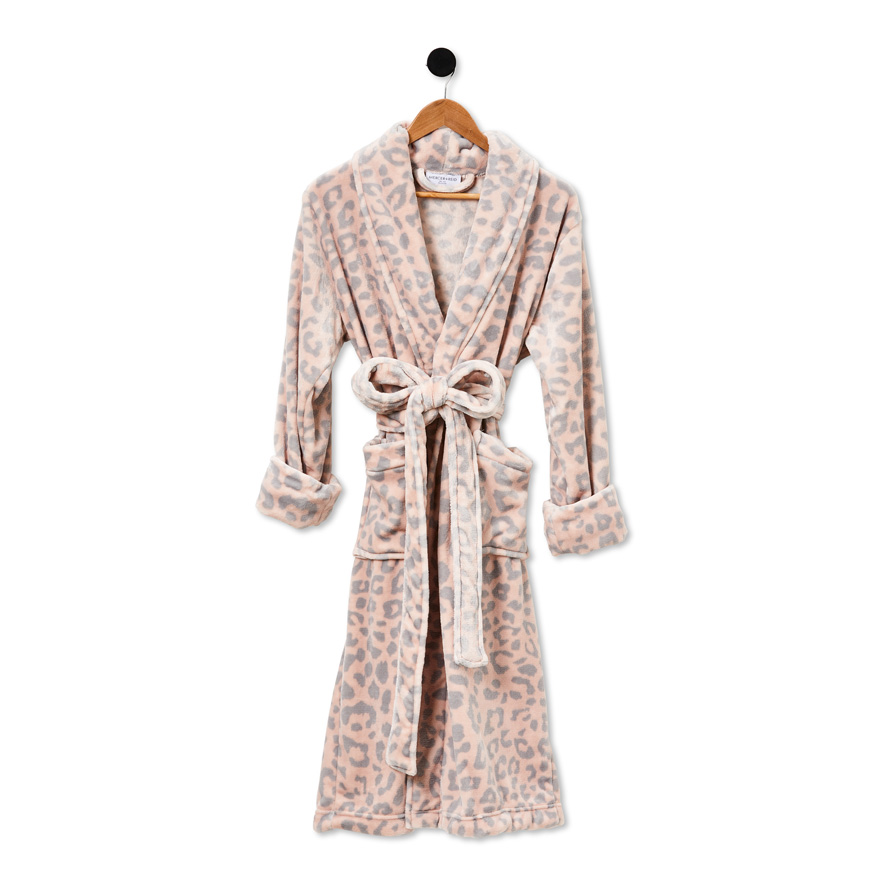 Mercer + Reid Ultrasoft Blush Leopard Bath Robe Adairs