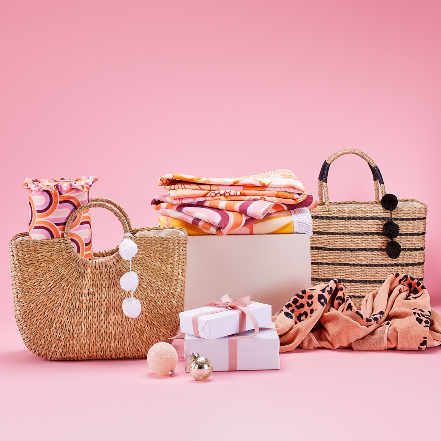 Seagrass Natural Pom Pom Beach Basket Adairs